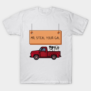 Mr. Steal Your Gal Red Pick up with Dogs T-Shirt